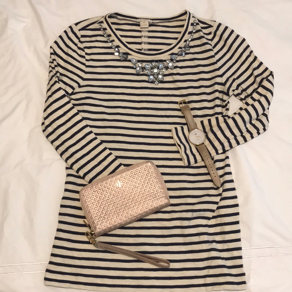 J. Crew Embellished 3/4 Sleeve Top